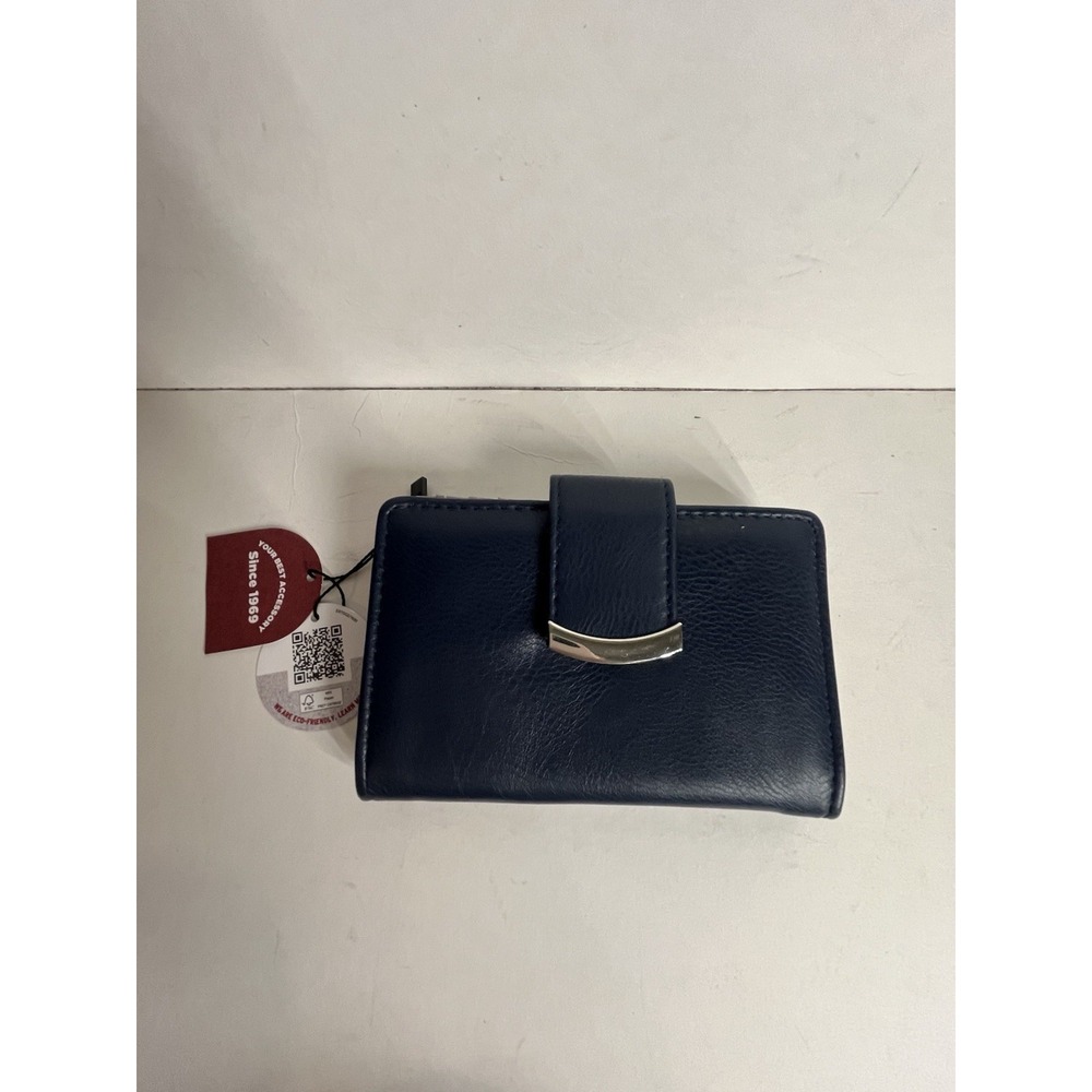 Mundi Wallet New Trifold Accordian Clutch Blue with Coin Slot NEW